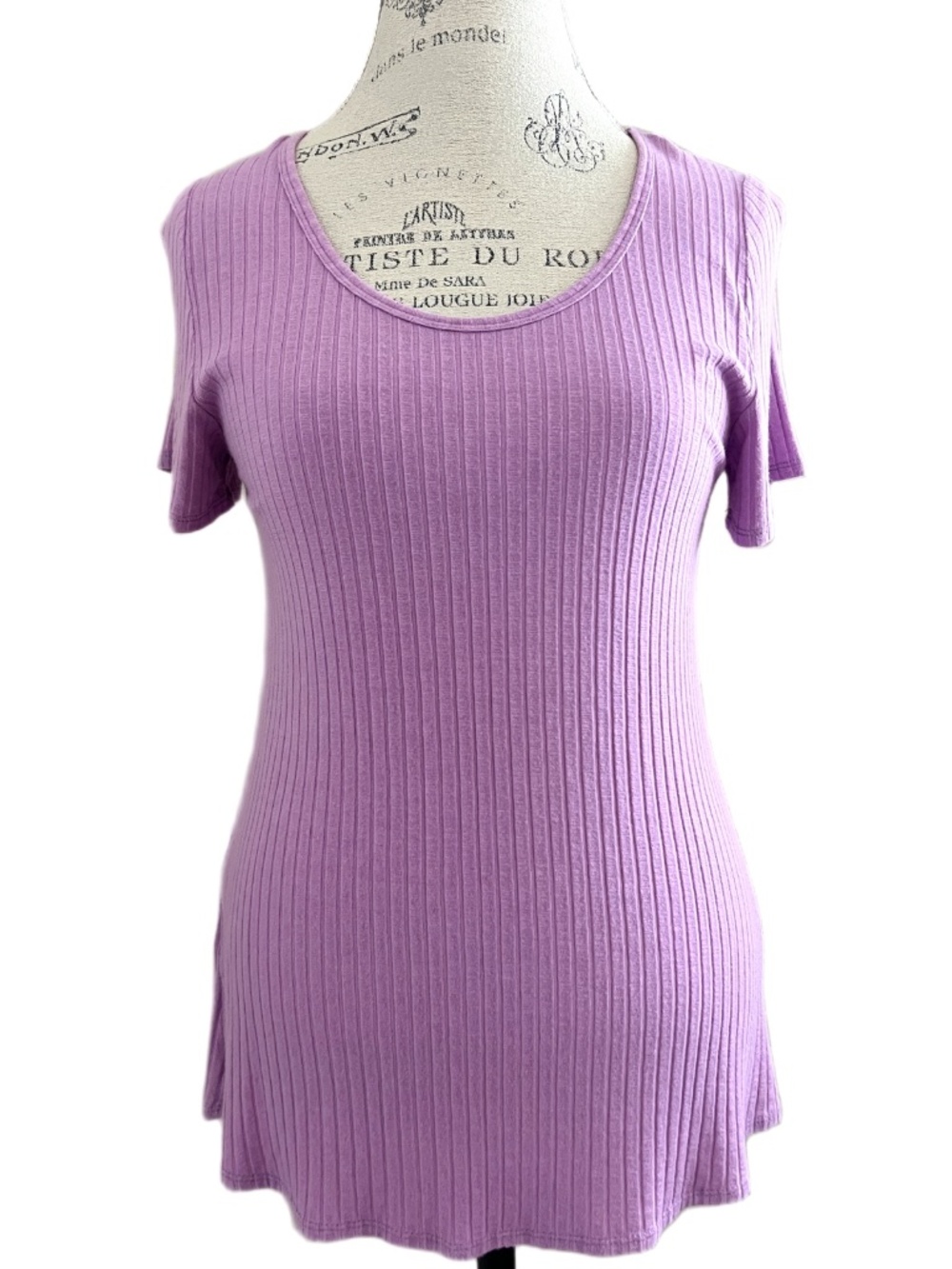 Women's LuLaRoe Purple Short Sleeve Ribbed Scoop Neck Classic Tee Size M
